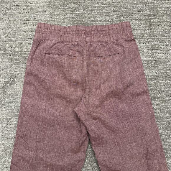 Athleta Pants Womens 10 Mauve Elastic Waist Drawstring Cabo Wide Leg Linen - Picture 5 of 11